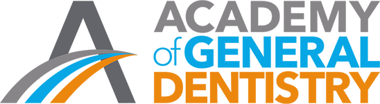 The image is a logo for the  Academy of General Dentistry  with the tagline  Dedicated to excellence in dental education.