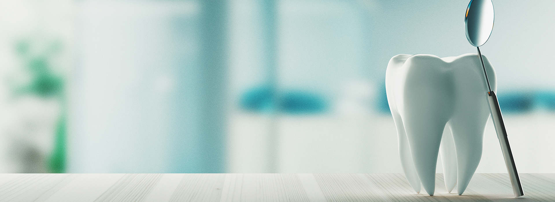 An animated toothbrush with a toothpaste tube in the background, set against a blurred office environment.